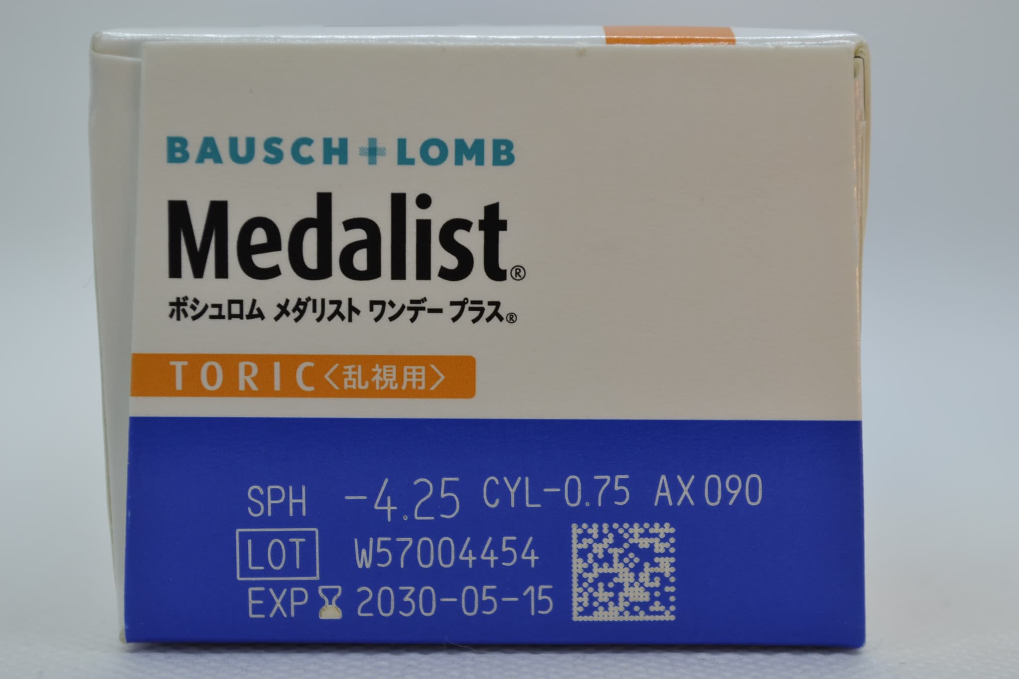 メダリスト ワンデープラス 乱視用のパッケージ（レンズデータ）