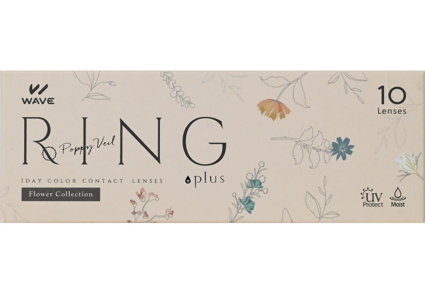 WAVEワンデー UV リング plus フラワーコレクション ポピーベール 10枚入り